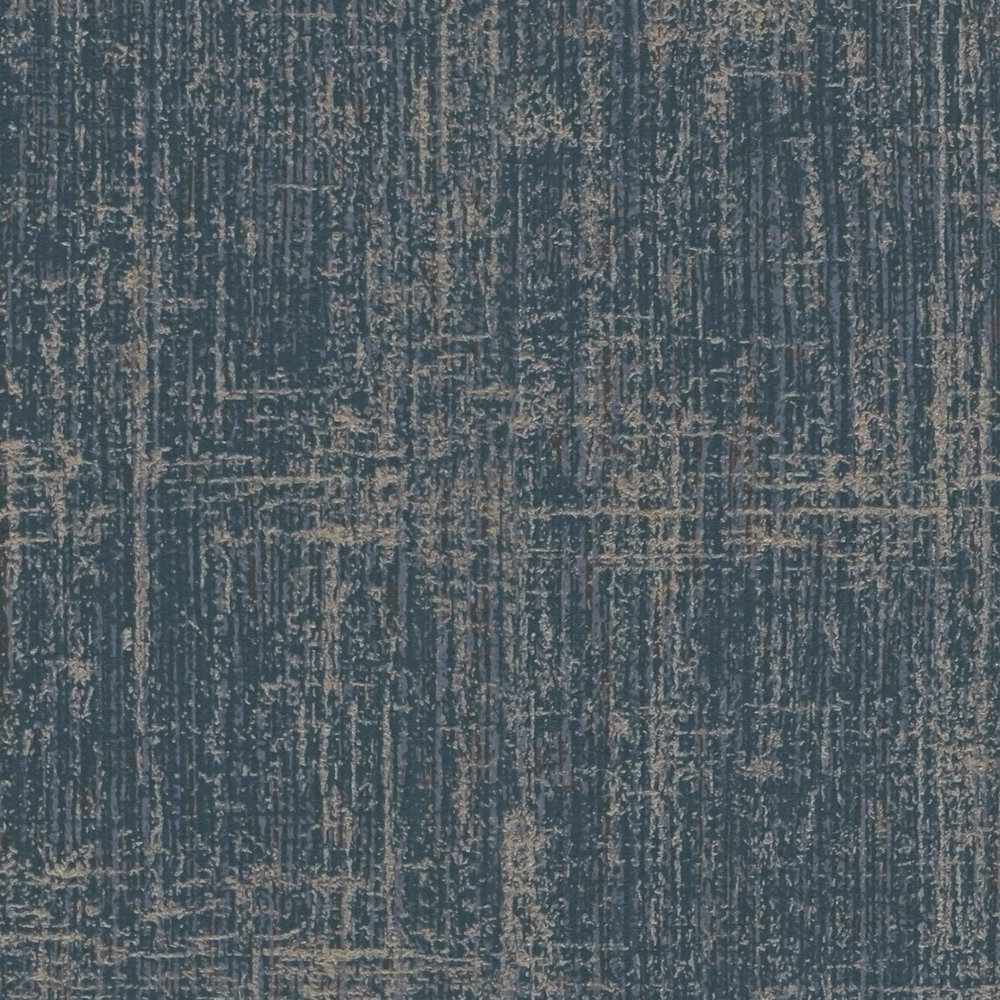            Marineblaue Tapete mit Metallic Akzent – Blau
        