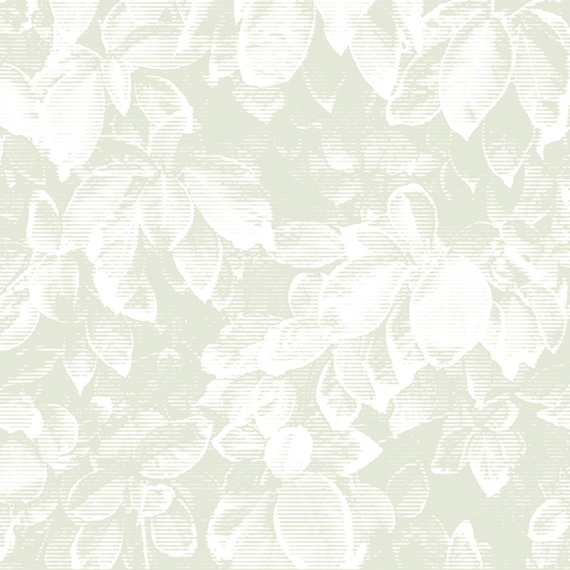 Fototapete natürliches Blättermuster im Vintage Stil – Grün, Weiß
