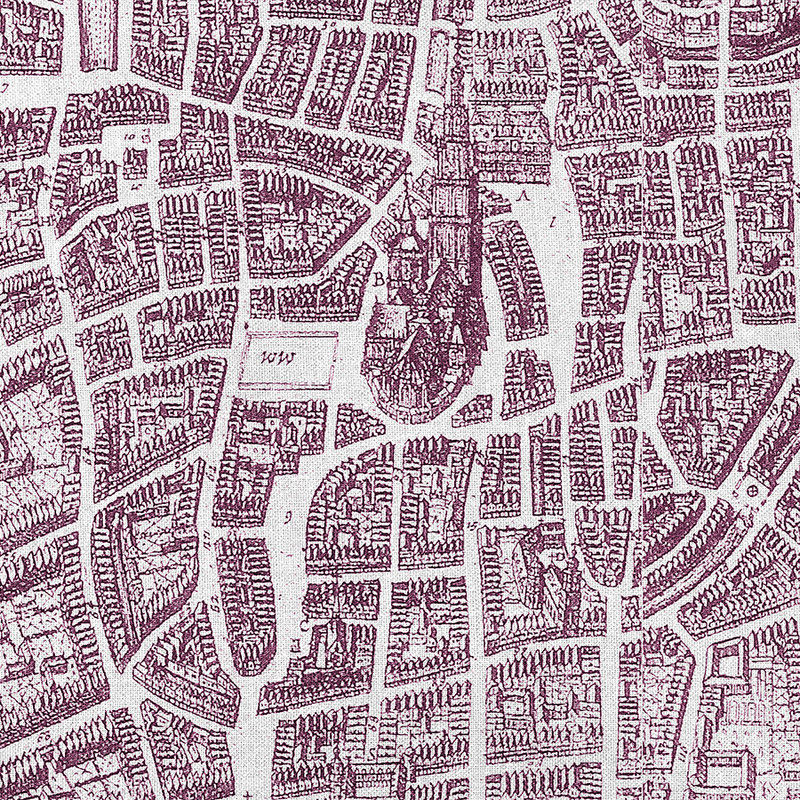         Fototapete historischer Stadtplan Vintage-Style – Violett, Weiß
    