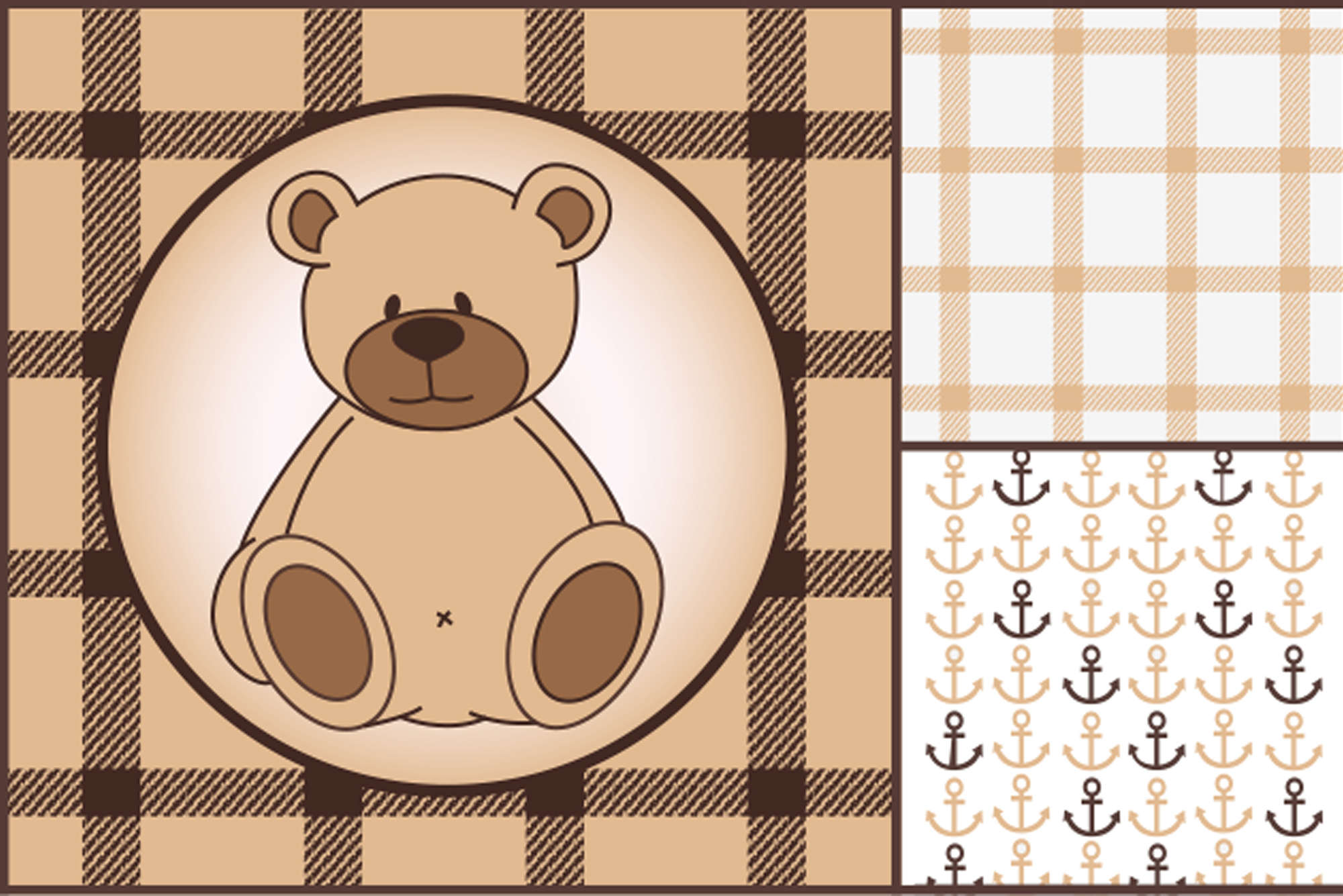             Fototapete Teddybär und Anker im Kinderdesign – Premium Glattvlies
        