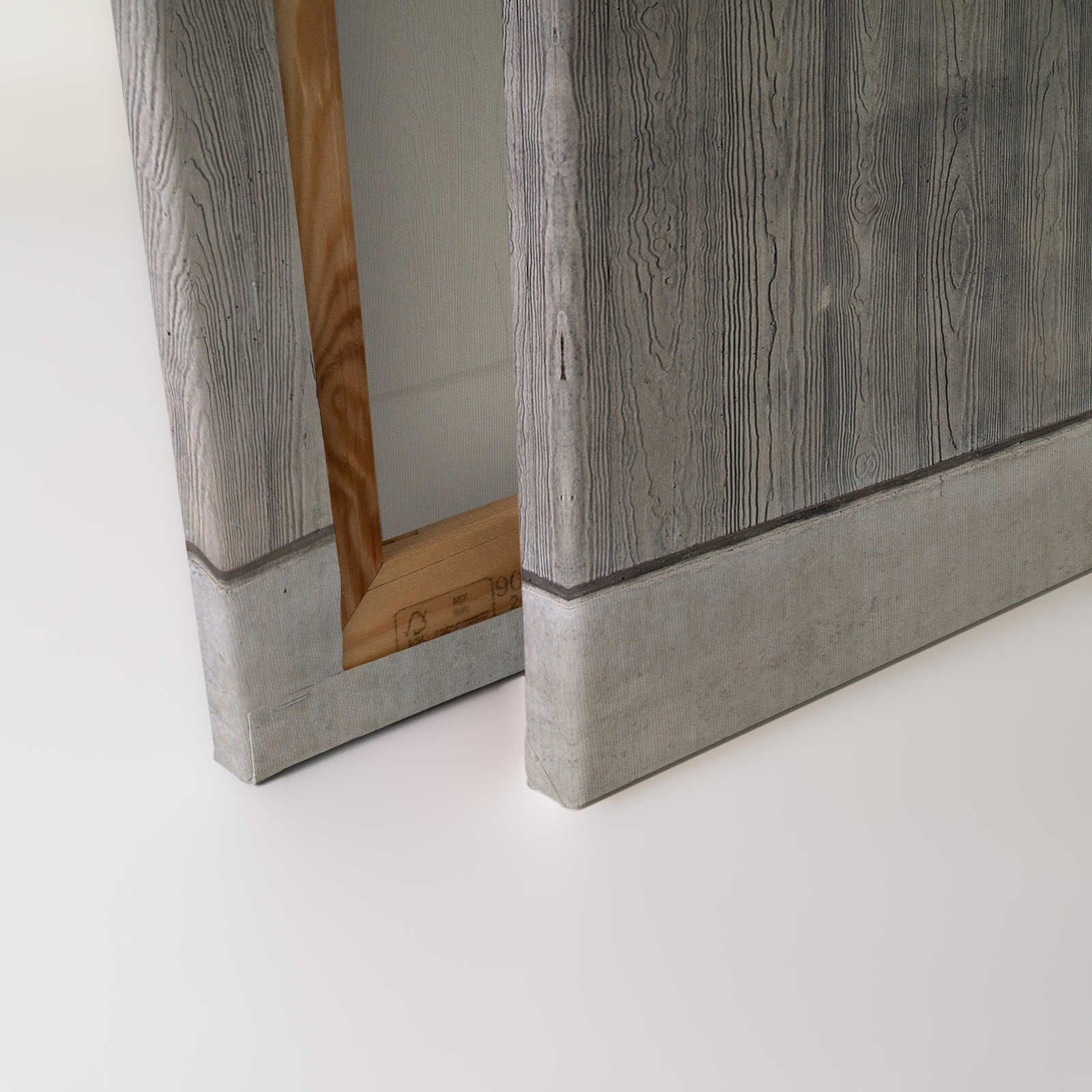             Betonplatten Leinwandbild mit Bretterschalung und Holzmaserung – 0,90 m x 0,60 m
        
