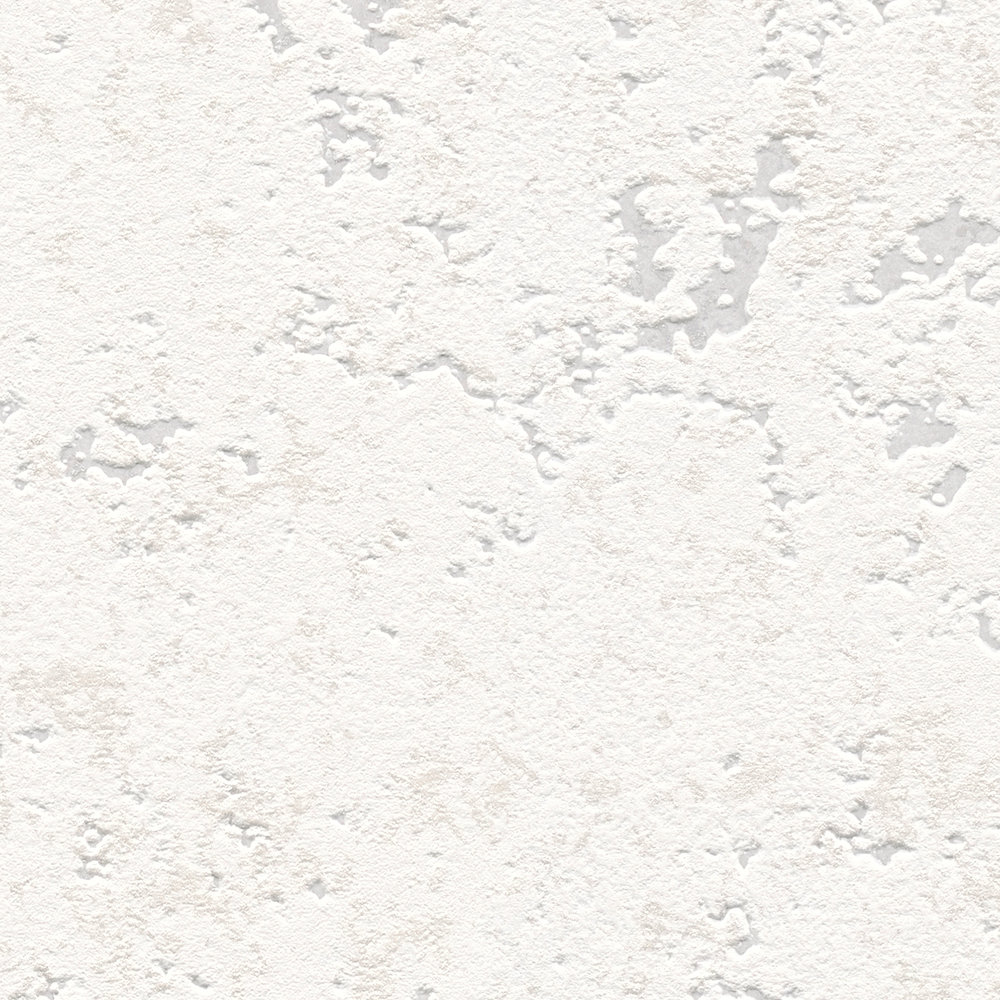             Putzoptik Tapete mit rustikaler Schaumstruktur – Weiß
        
