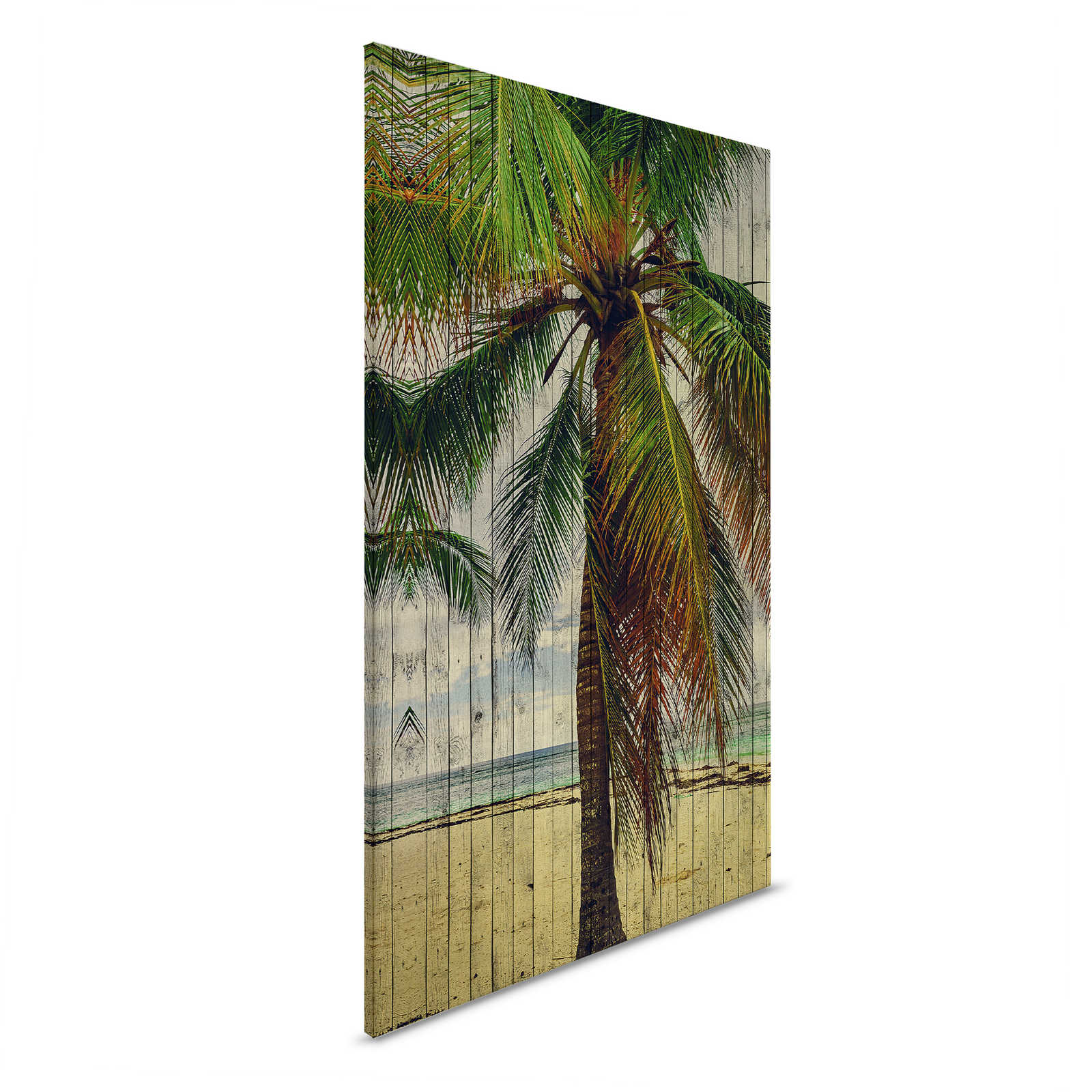         Tahiti 3 - Palmen Leinwandbild mit Urlaubsfeeling - Holzpaneele Struktur – 0,60 m x 0,90 m
    