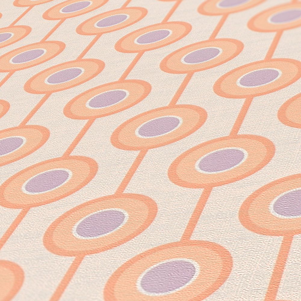             Vliestapete mit Kreis Bemusterung in sanften Farben – Beige, Orange, Lila
        