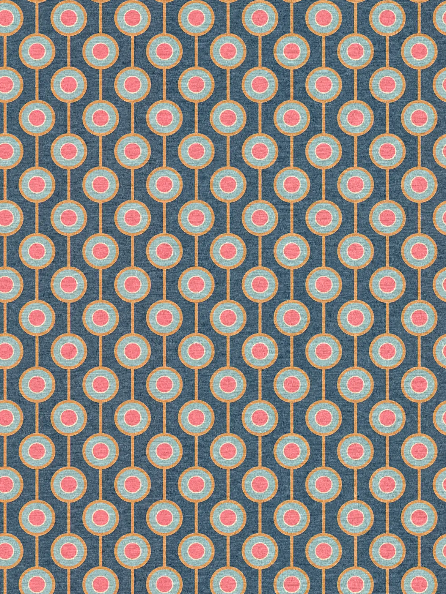         Retro Tapete mit leichter Struktur und Kreis Bemusterung – Blau, Gelb, Pink
    