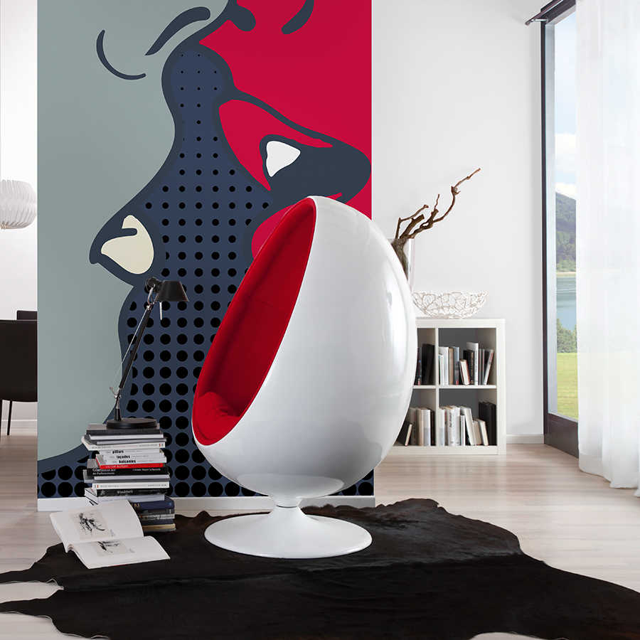 The Kiss Fototapete Pop Art Design – Blau, Rot
