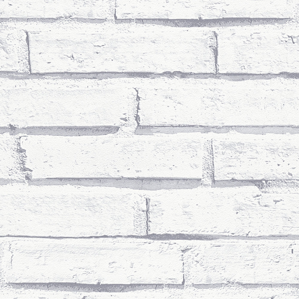             Mauerwerk-Tapete 3D-Effekt,realistischer Schattenwurf – Weiß, Grau
        