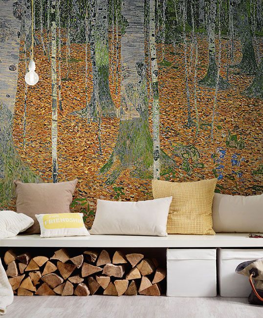 Sitznische mit Waldmotiv, Fototapete im Impressionismus Gemälde Stil DD121220