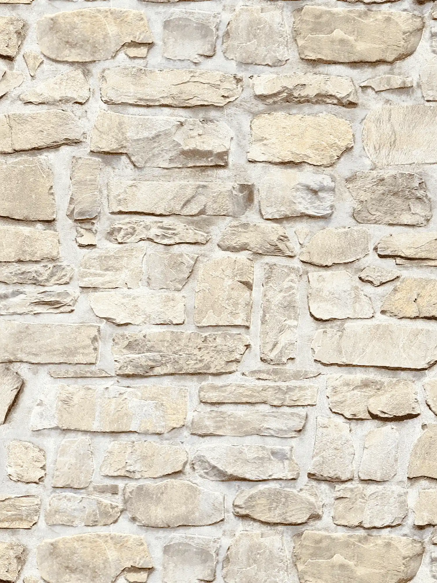         Steintapete mit Naturstein-Mauerwerk im Landhaus Stil – Beige, Gelb
    