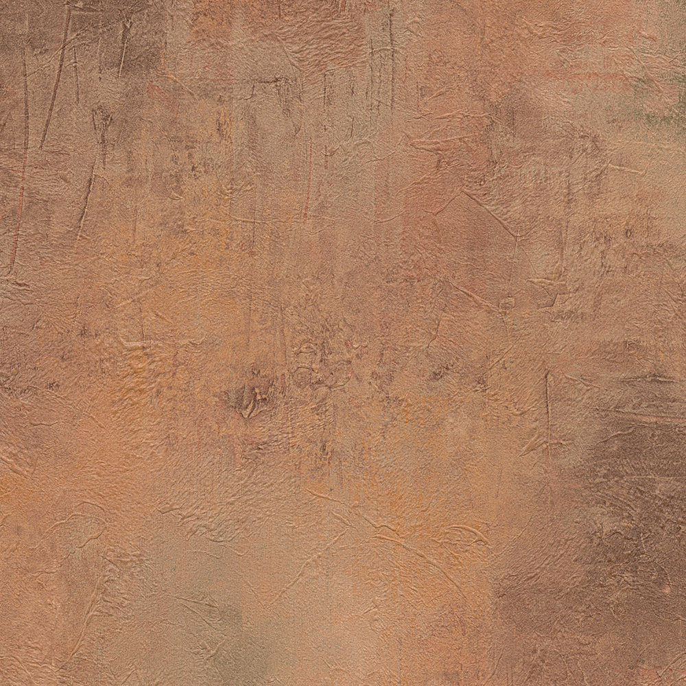             Tapete mit Rost-Muster und Metallic Look – Braun, Orange, Grau
        