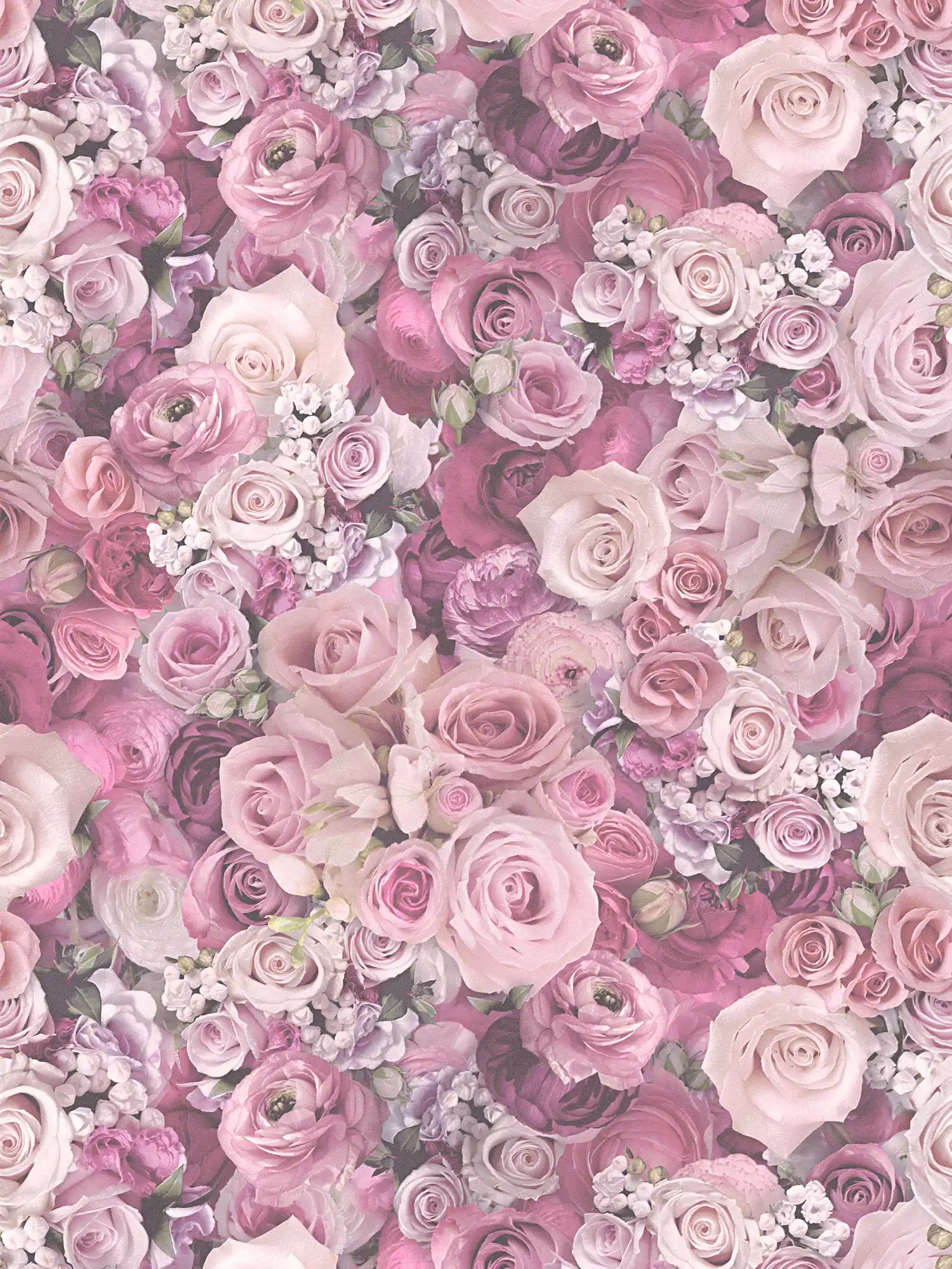 3D Vliestapete Rosen Blüten Motiv – Violett
