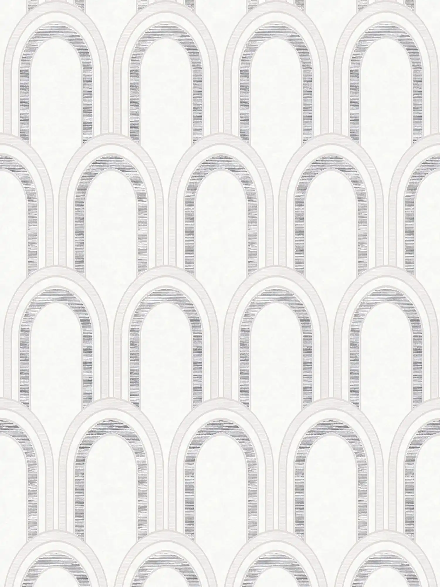 Vliestapete in Bogenoptik mit Glanzeffekt – Weiß, Grau, Silber
