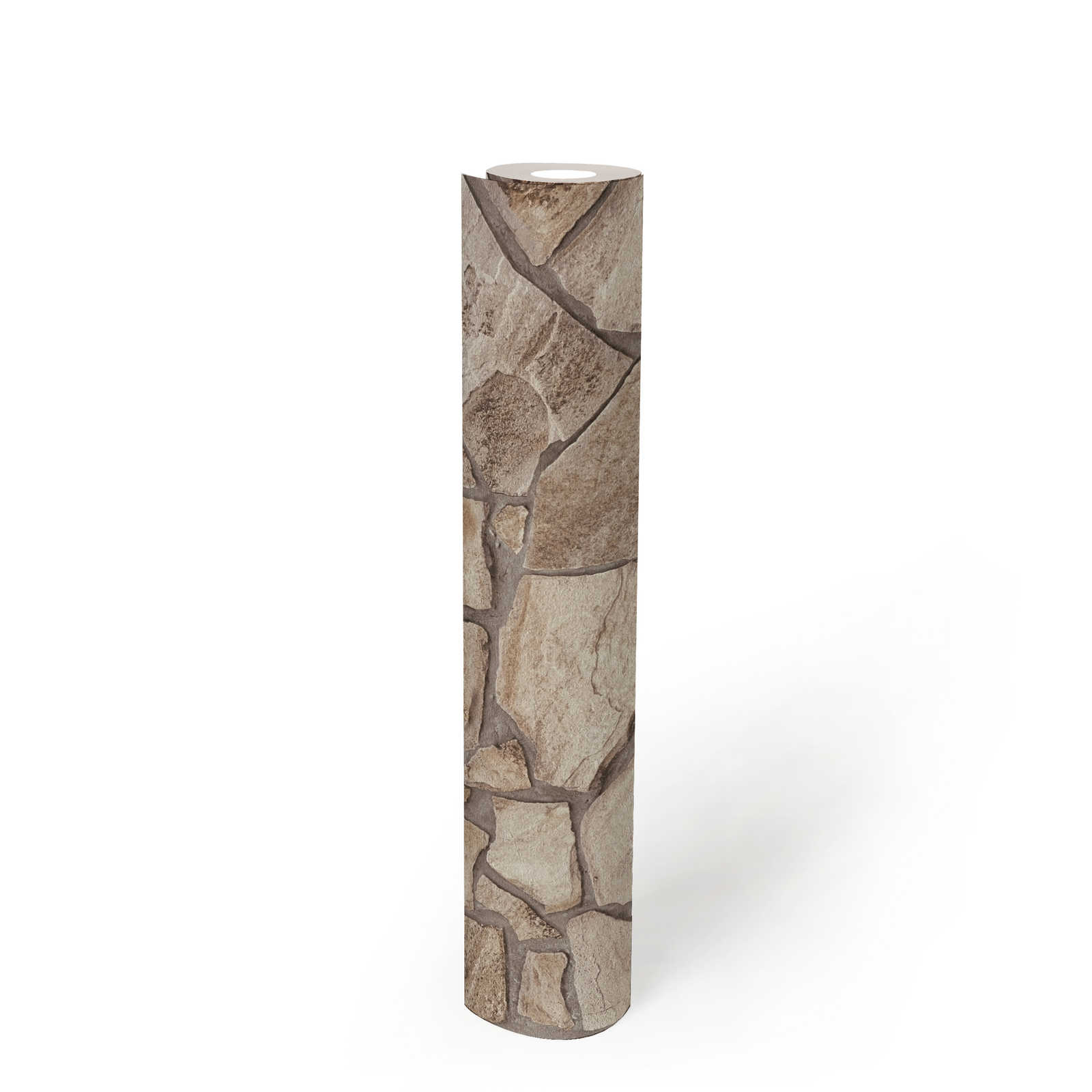             Vliestapete mit Steinoptik Mauer – Braun, Grau, Beige
        