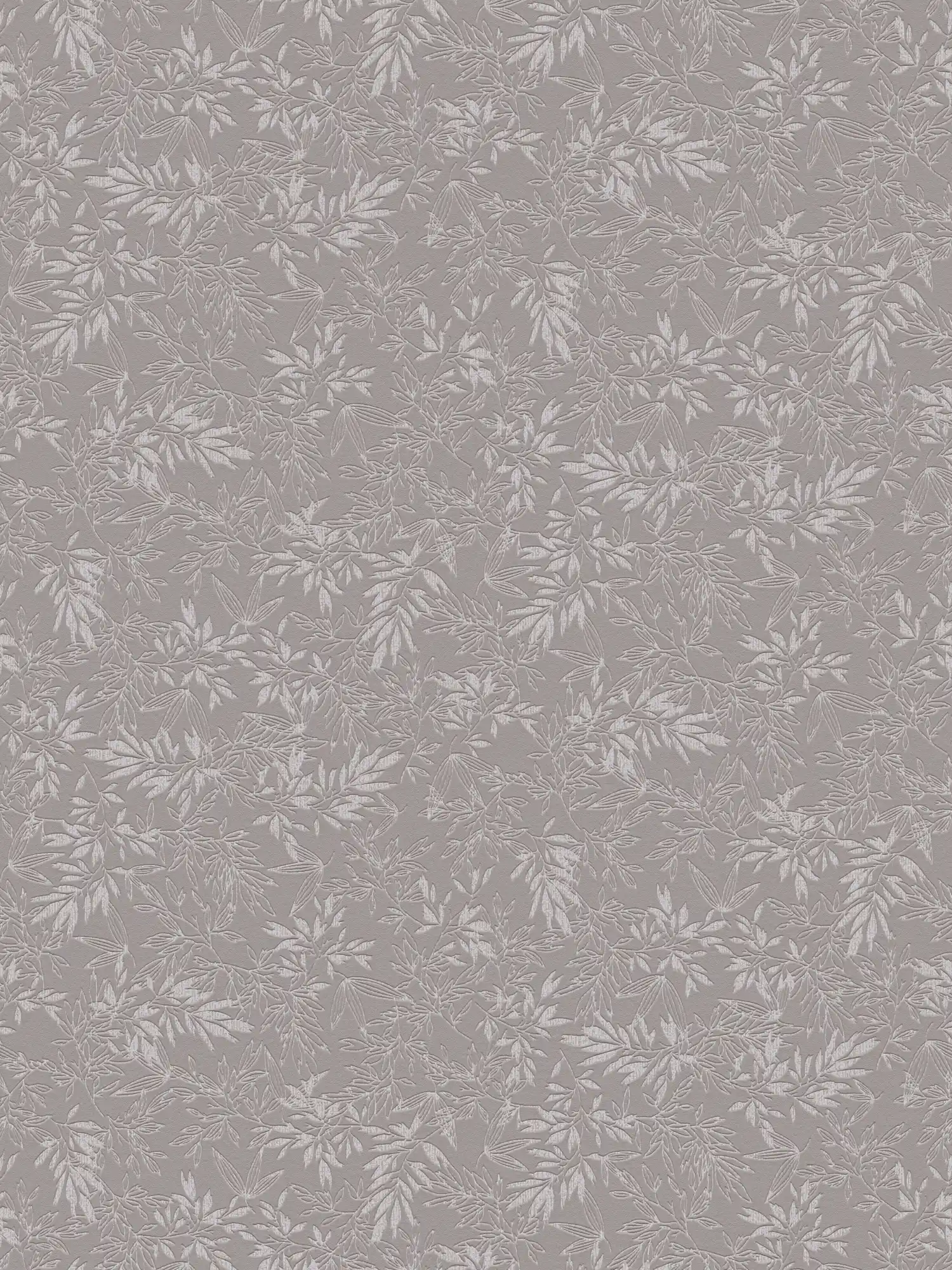 Blätter Tapete mit Schaumstruktur in matt – Grau, Hellgrau
