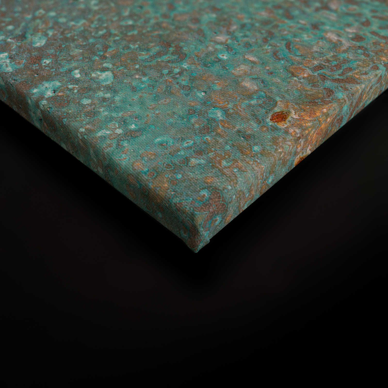             Metalloptik Leinwandbild türkise Patina mit Rost – 0,90 m x 0,60 m
        