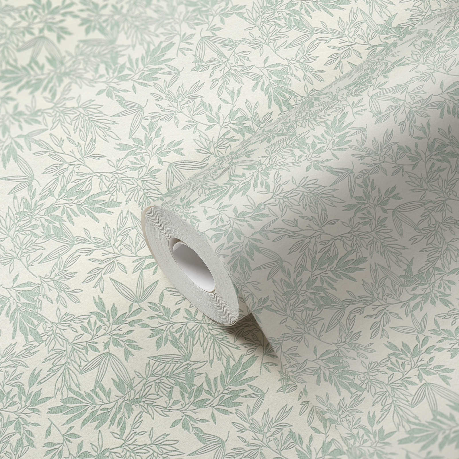             Vliestapete mit großflächigem Blätter Motiv matt – Grün, Weiß
        