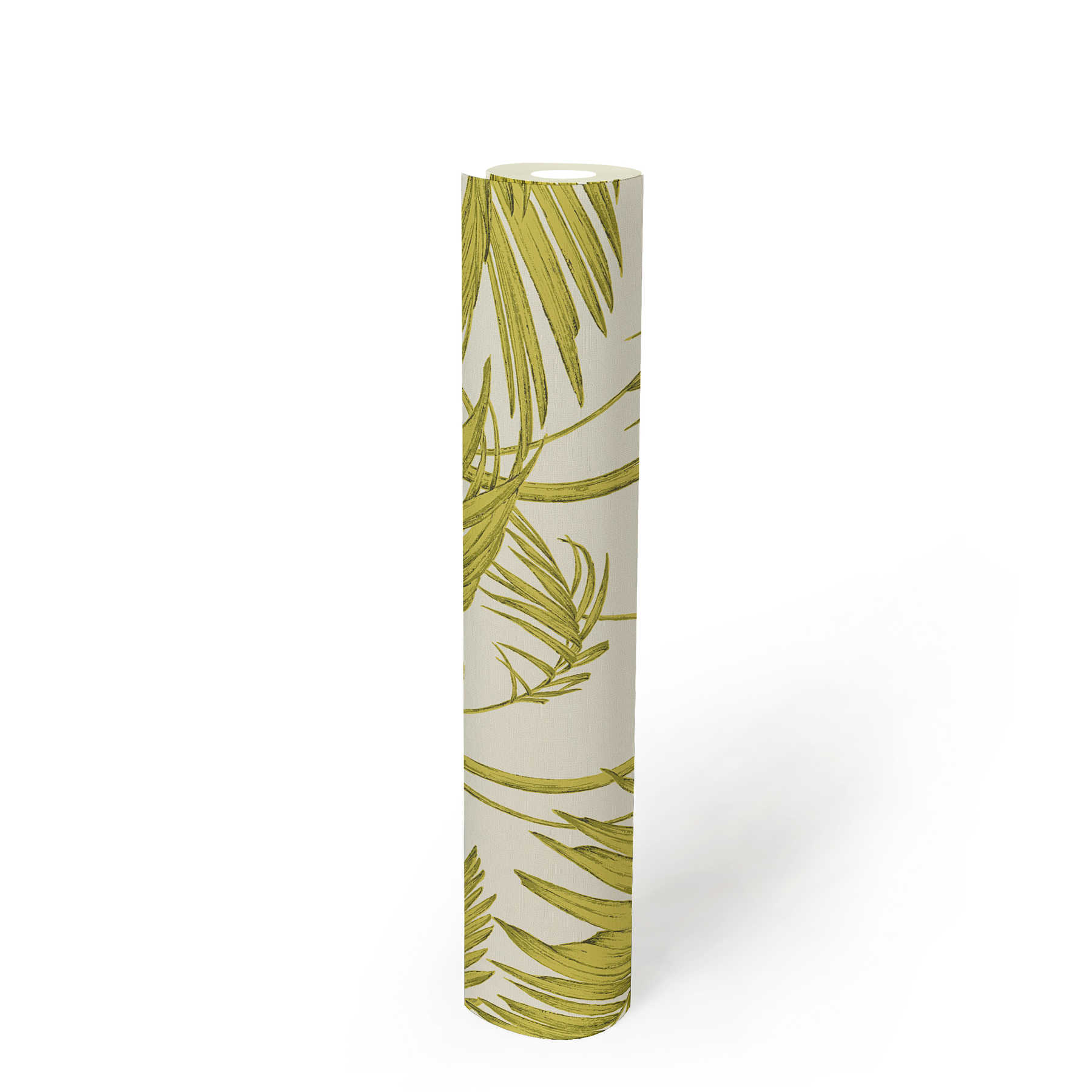             Natürliche Tapete Palmenblätter, Bambus – Grün, Creme
        