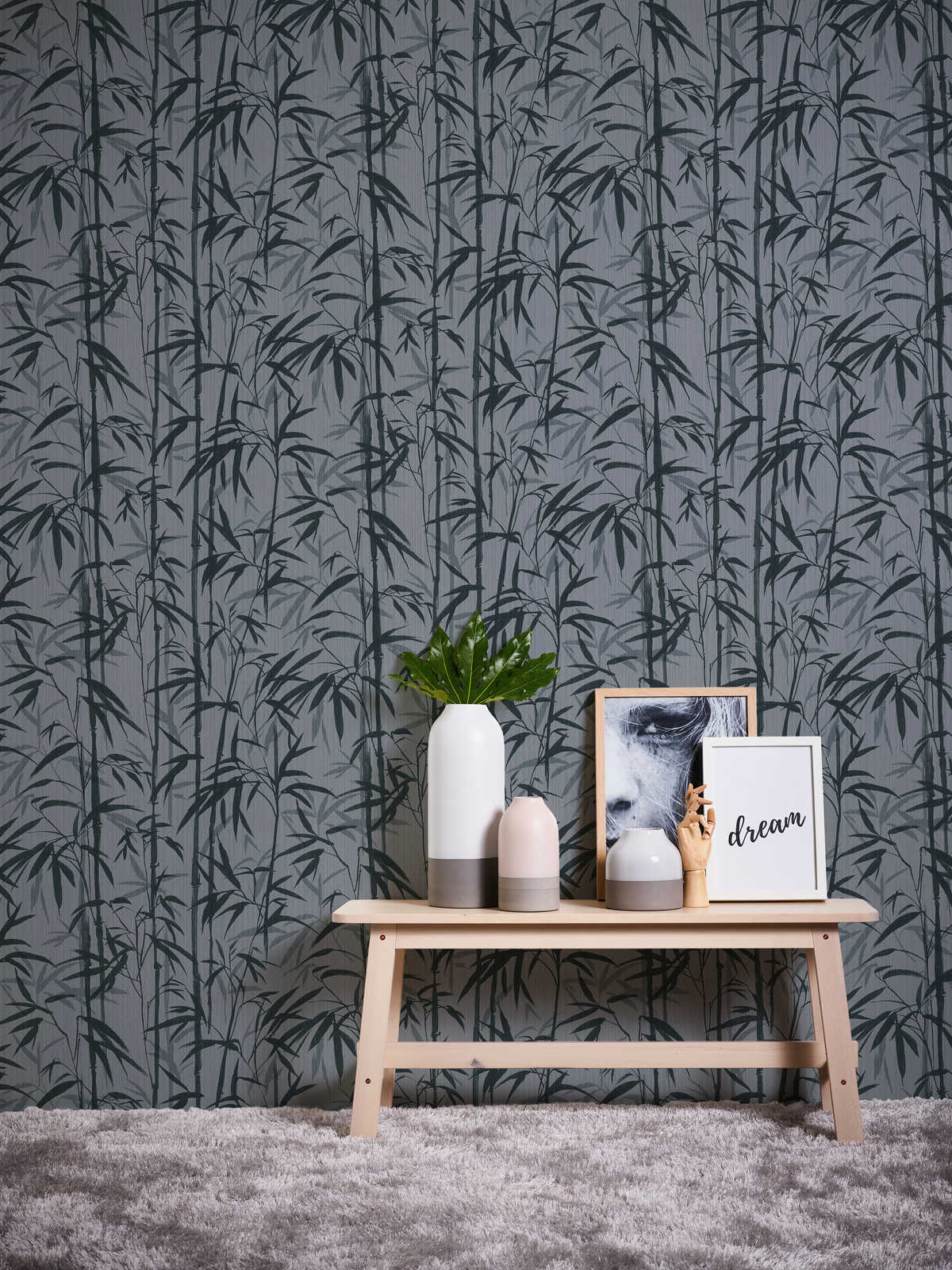             MICHALSKY Vliestapete natürliches Bambus Muster – Grau, Schwarz
        