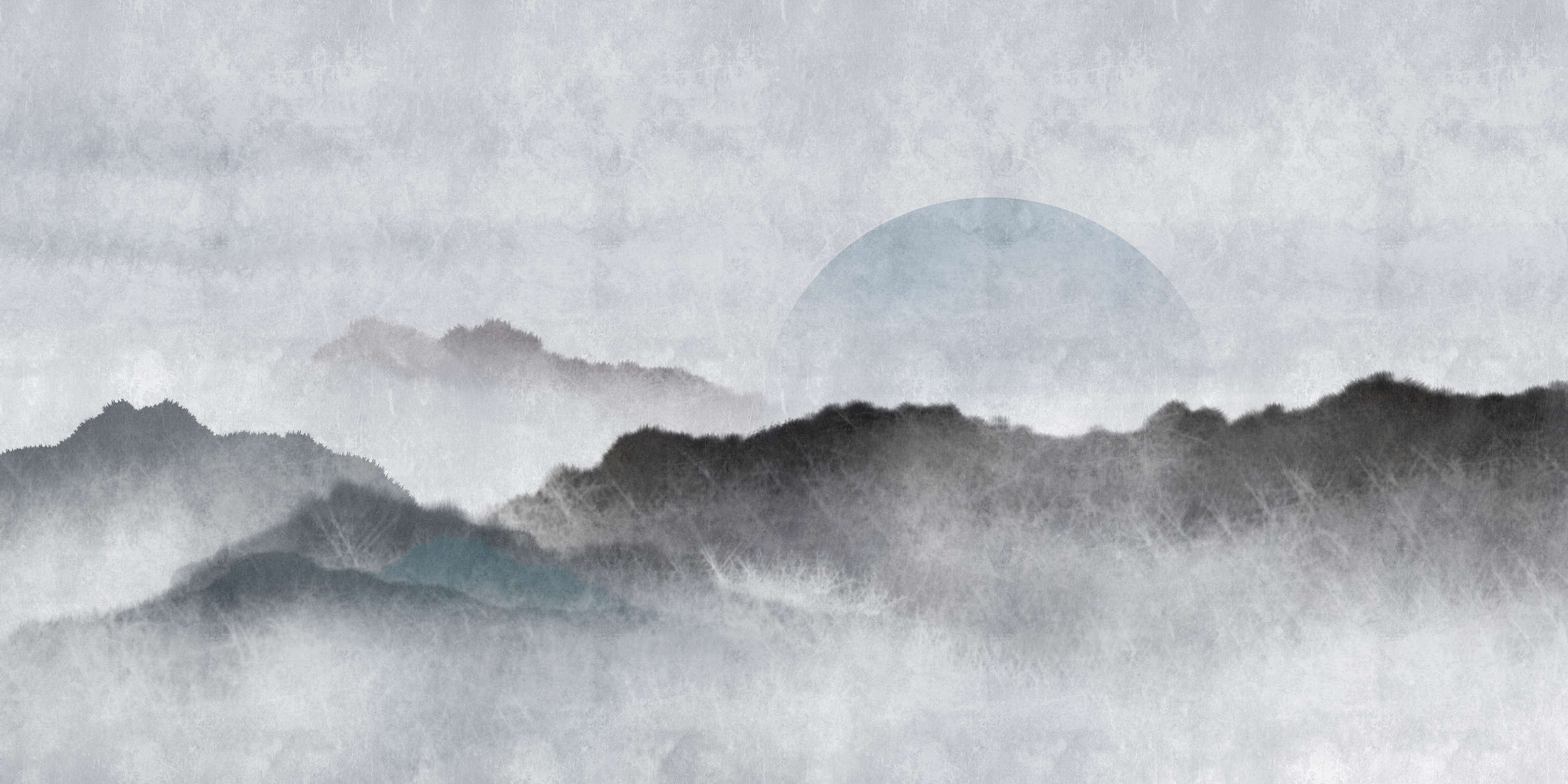             Akaishi 2 – Fototapete Asiatische Kunst Berglandschaft, Grau & Weiß
        