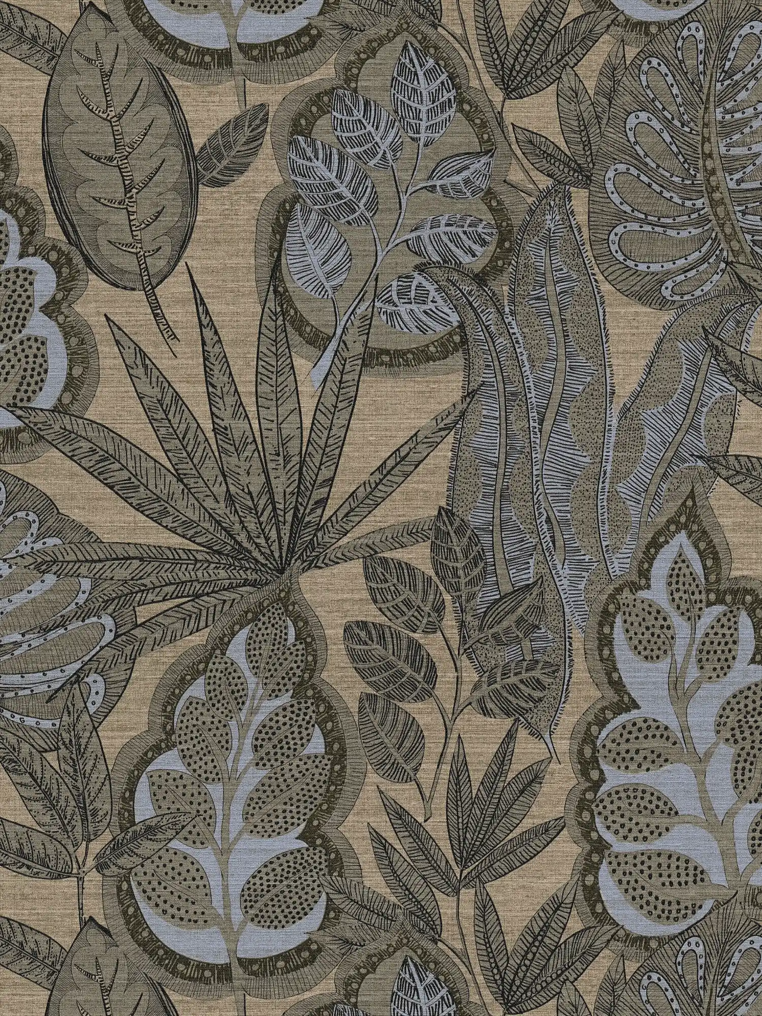         Florale Vliestapete im grafischen Design mit leichter Struktur, matt – Grau, Beige, Braun
    