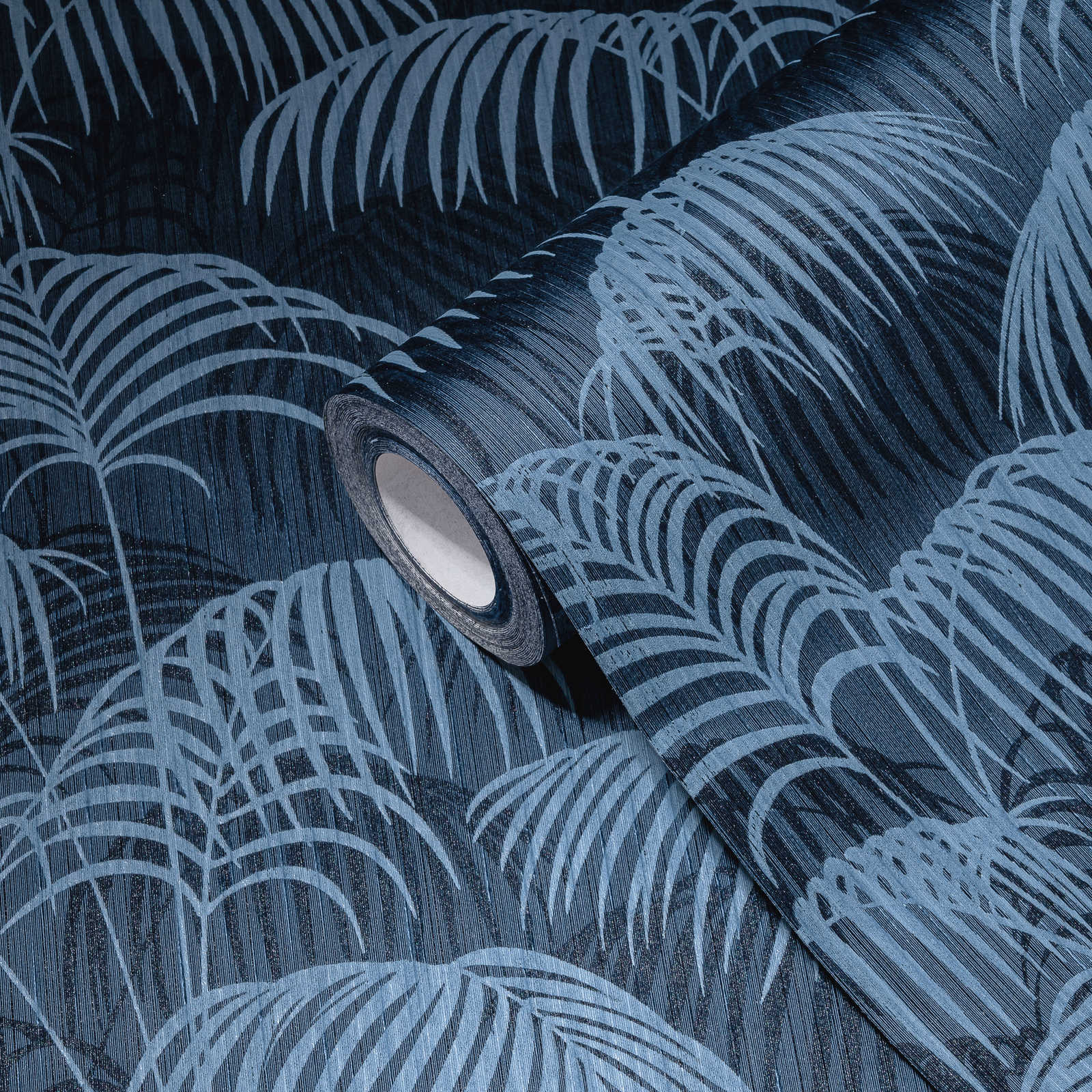             Tapete Dschungel Blätter Muster Kolonial Stil – Blau
        
