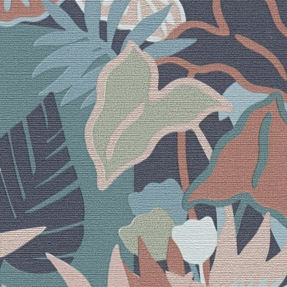             Vliestapete in Dschungeloptik mit Tieren – Bunt, Grün, Blau
        