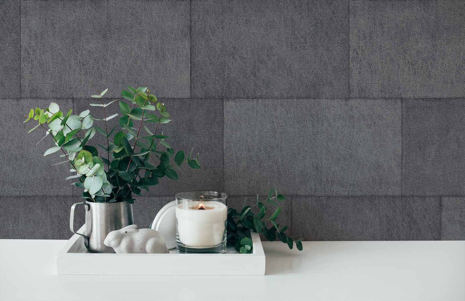             Mauerwerk Tapete mit Struktureffekt, glänzend – Grau, Schwarz
        
