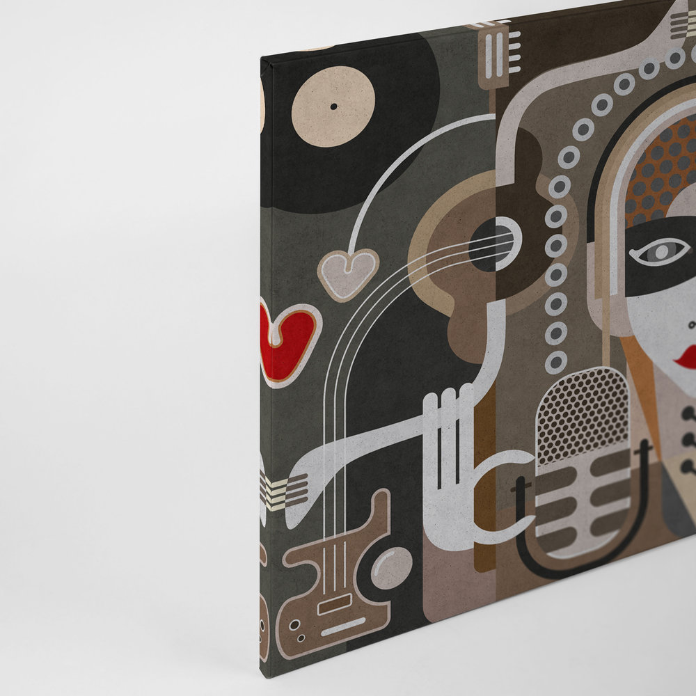             Wall of sound3 - Abstraktes Leinwandbild mit Gesichtern- Struktur Beton – 0,90 m x 0,60 m
        