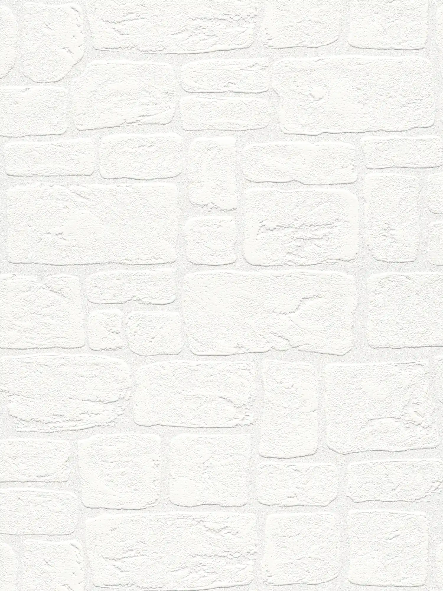 Stein-Tapete mit Mauer-Design und 3D-Effekt – Weiß
