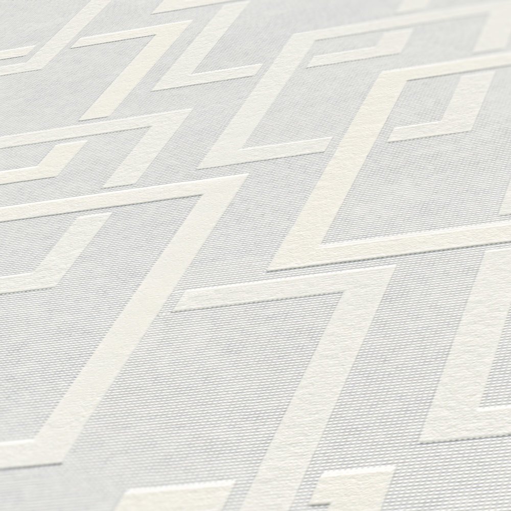             Überstreichbare Tapete mit 3D Retro Rechteck Muster – Weiß
        