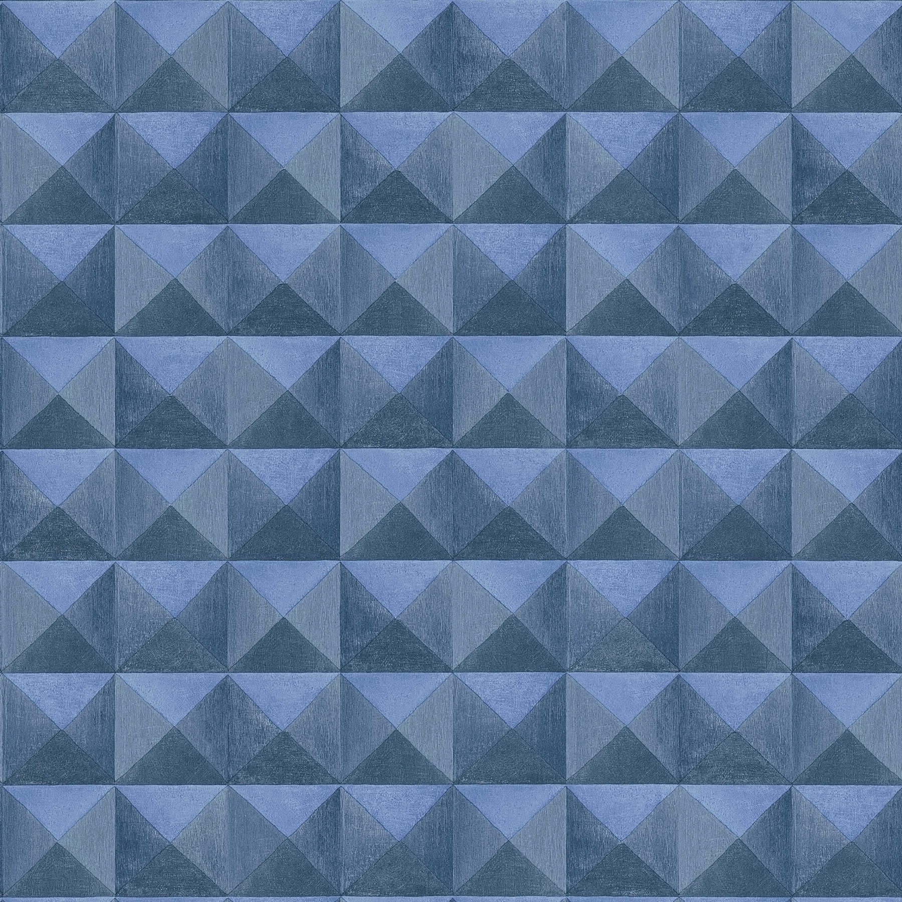         Vliestapete mit 3D Muster im Pyramiden Effekt – Blau
    