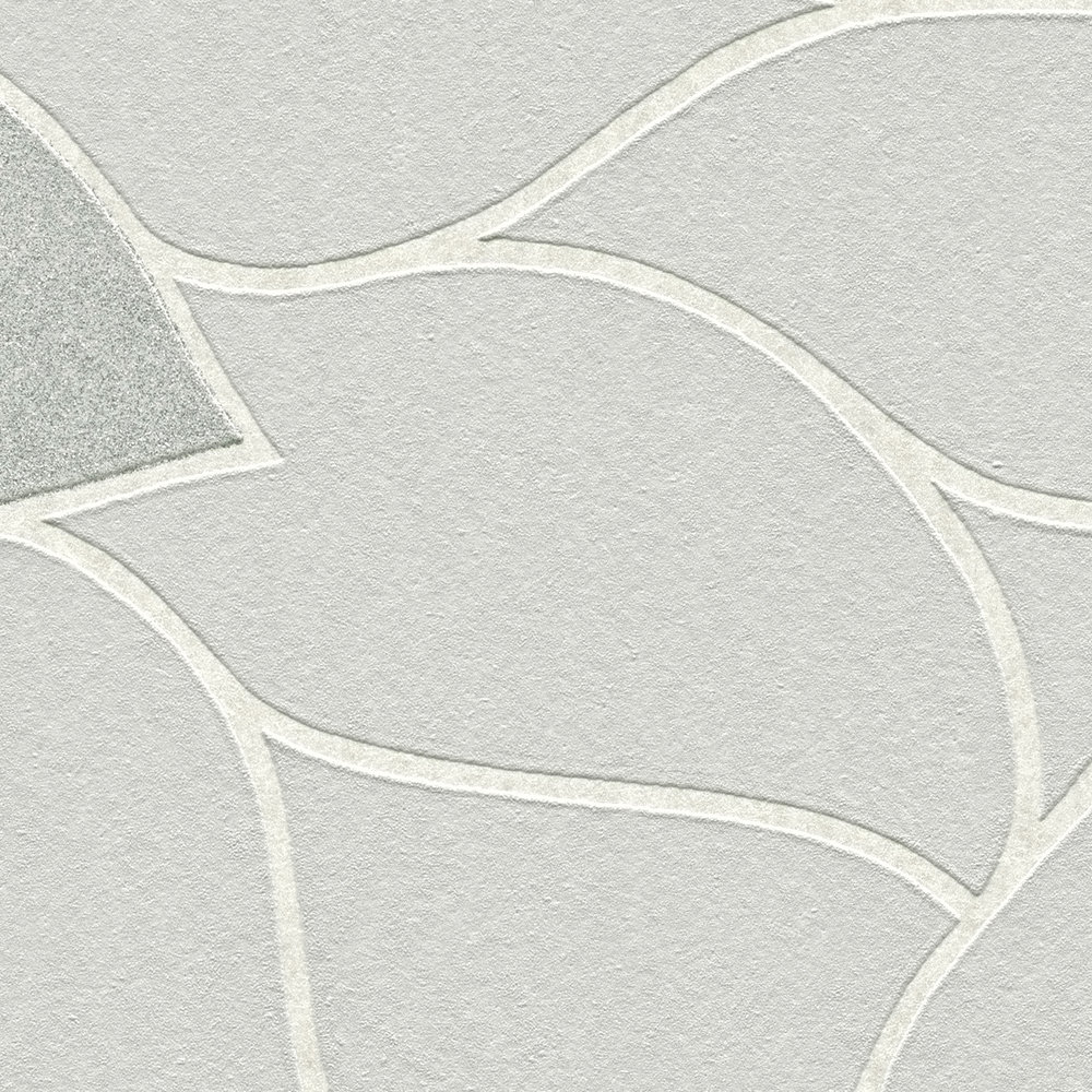             Grafisches Blütenmuster mit Glitzereffekt – Grau
        