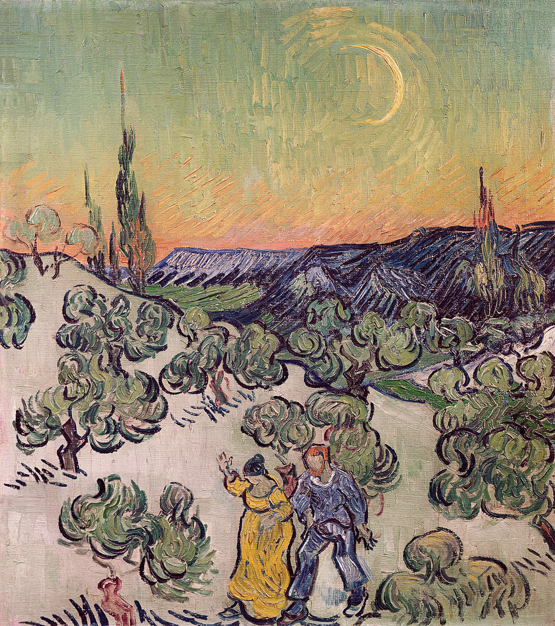             Fototapete "Landschaft mit Fabriken im Mondlicht" von Vincent van Gogh
        