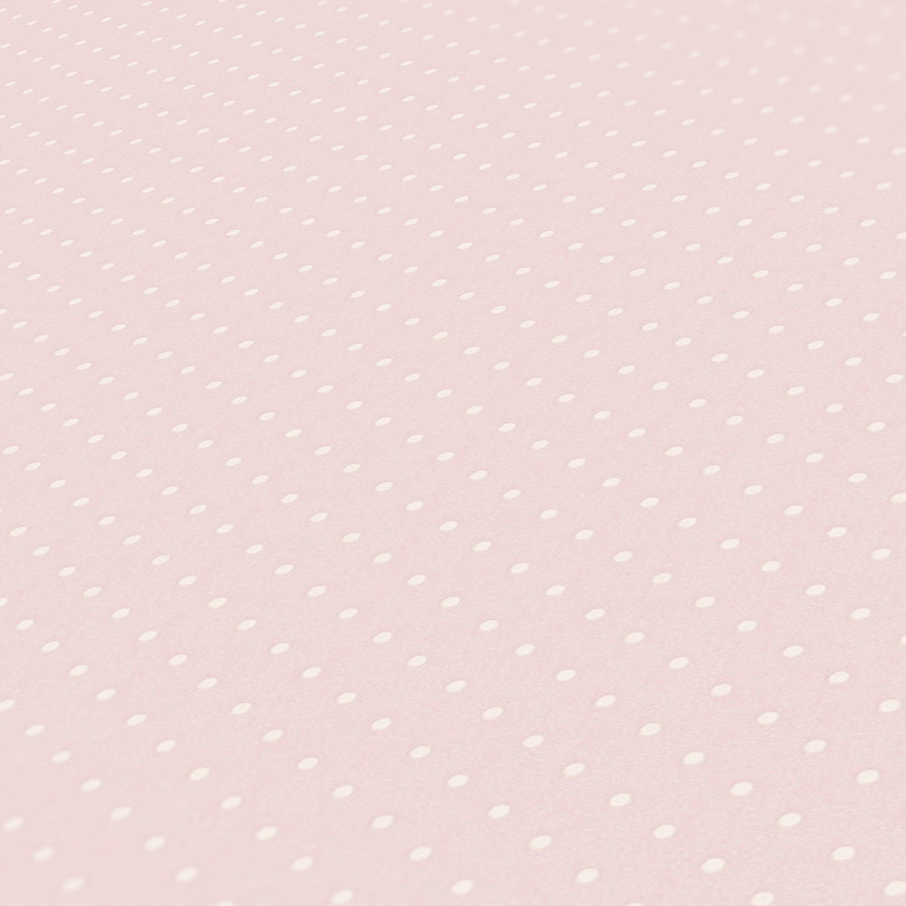             Tapete im Landhausstil mit kleinen Punkten – Rosa, Weiß
        