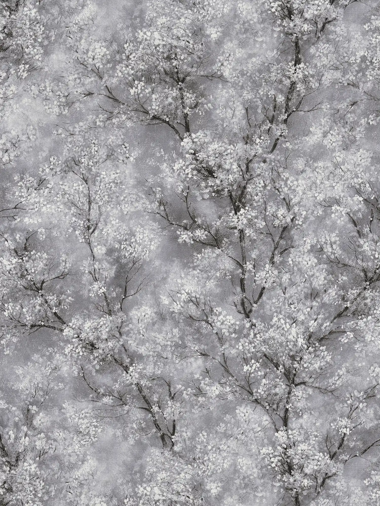         Tapete Kirschblüten Glitzer-Effekt – Grau, Schwarz, Weiß
    