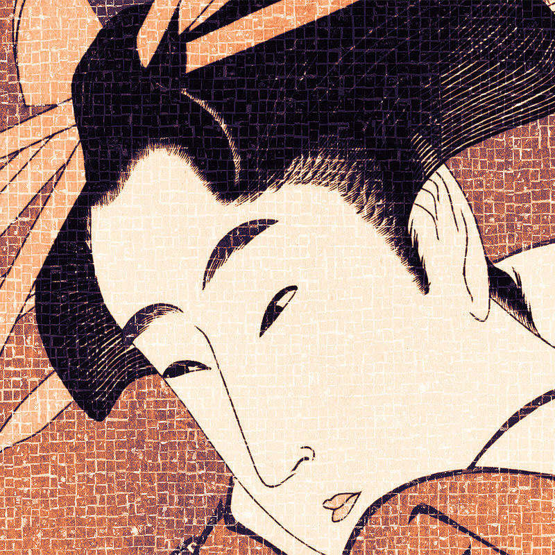         Fototapete Samurai, Asien Design im Pixel-Stil – Orange, Creme, Schwarz
    