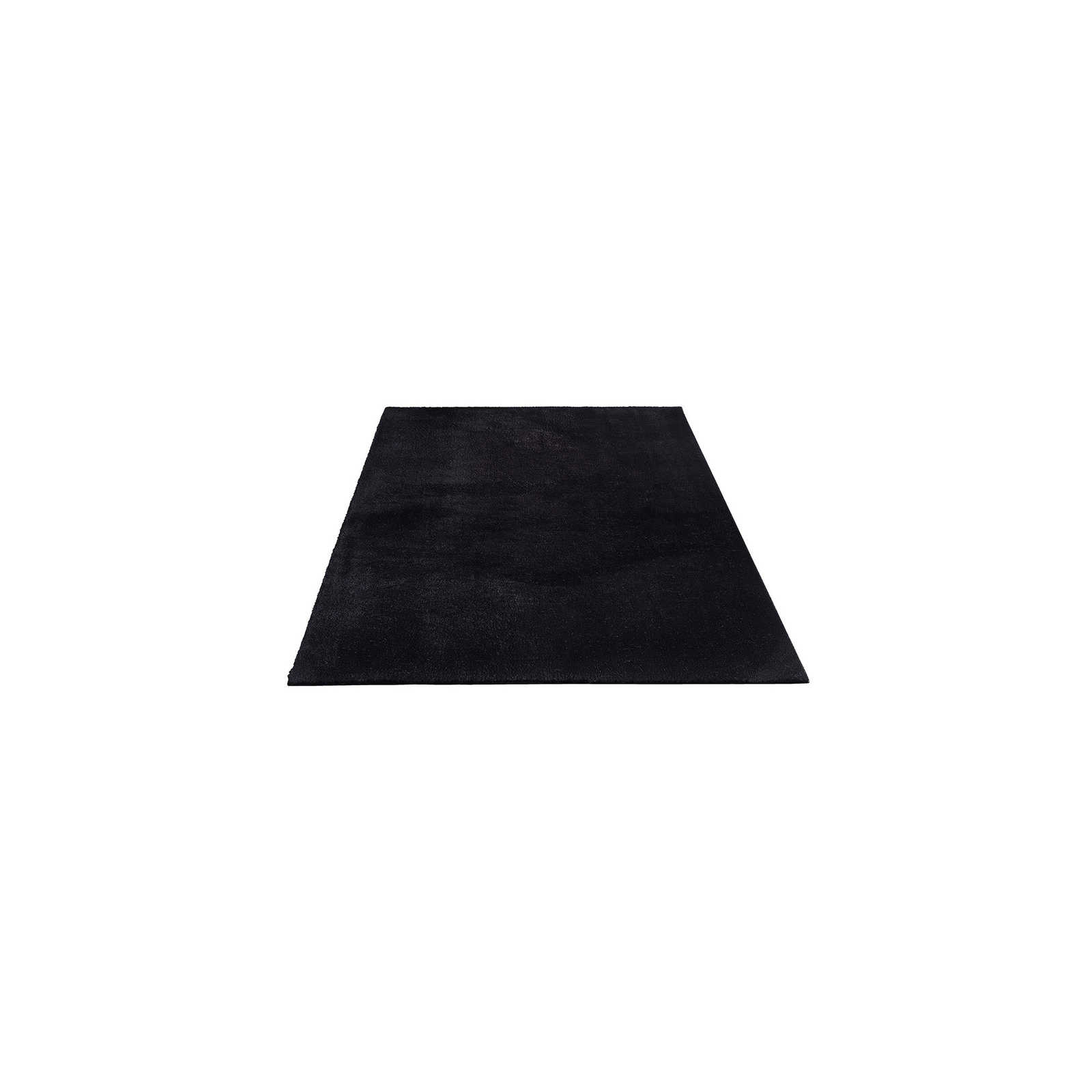 Samtiger Hochflor Teppich in Schwarz – 170 x 120 cm
