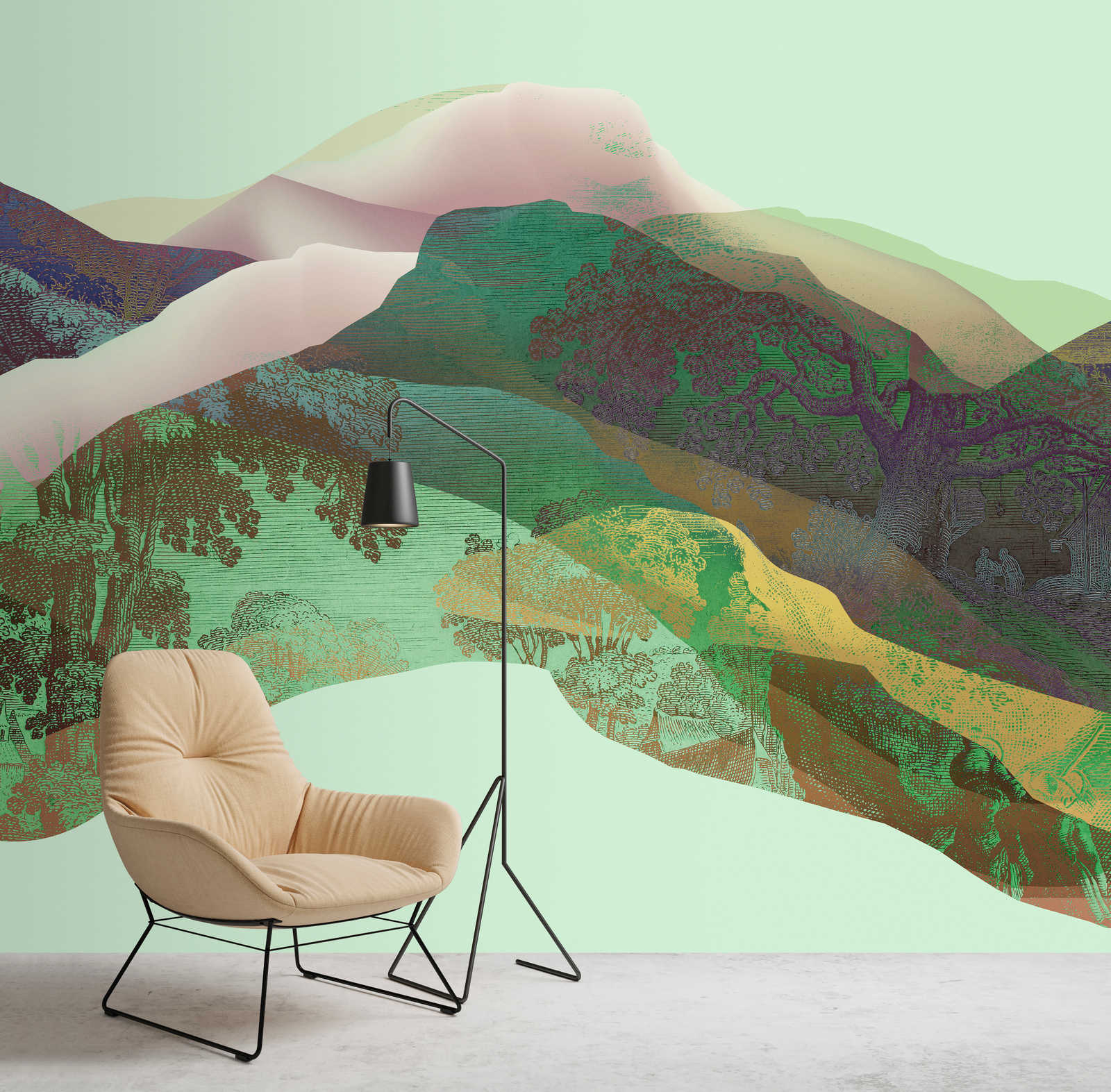             Magic Mountain 3 – Fototapete grüne Berge modernes Design
        