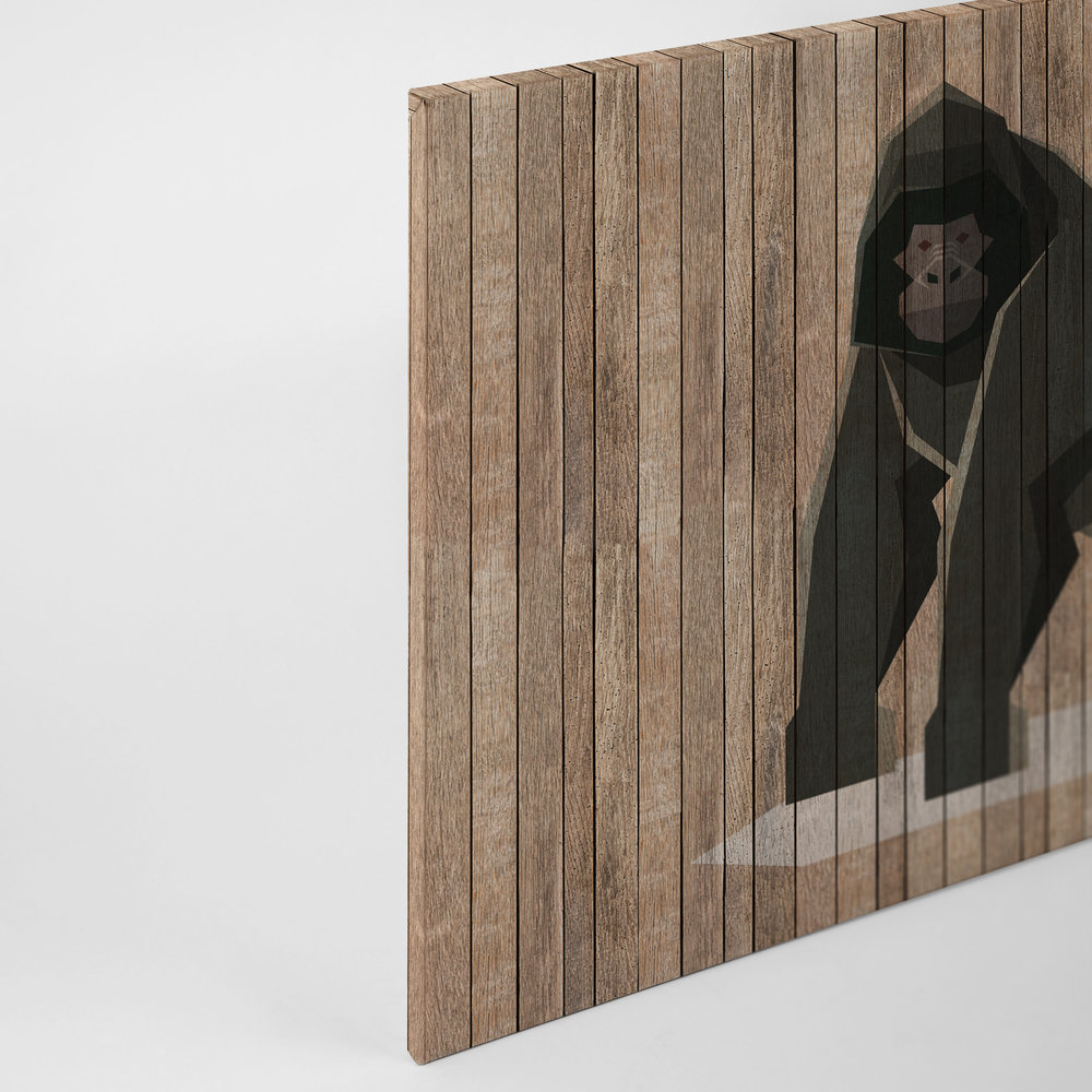             Born to Be Wild 3 - Leinwandbild Gorilla auf Bretterwand - Holzpaneele Breit – 0,90 m x 0,60 m
        