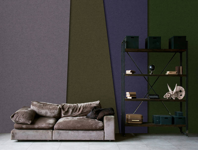             Layered Cardboard 3 - Fototapete minimalistisch & abstrakt- Pappe Struktur – Grün, Violett | Perlmutt Glattvlies
        
