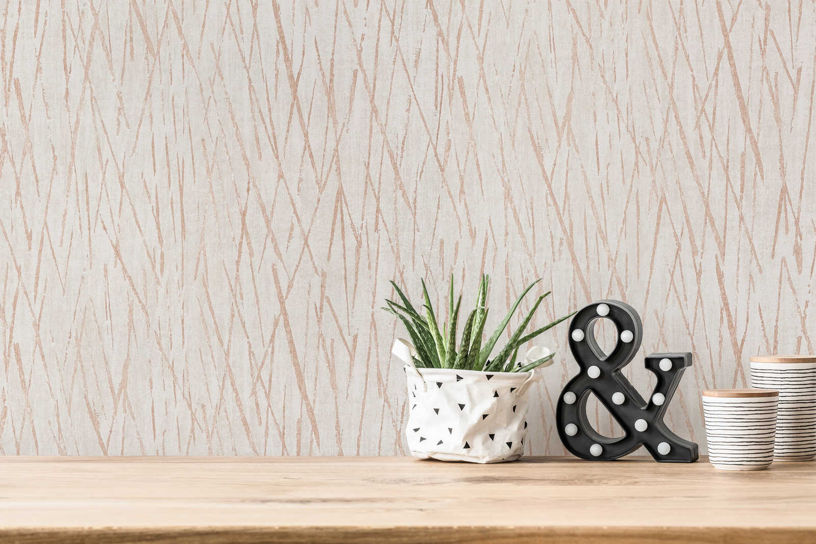             Naturdesign Tapete meliert mit Metallic Farbe – Creme
        