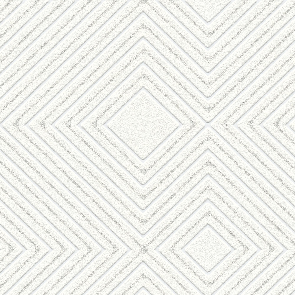             Tapete mit geometrischem Muster & Metallic Effekt – Weiß
        
