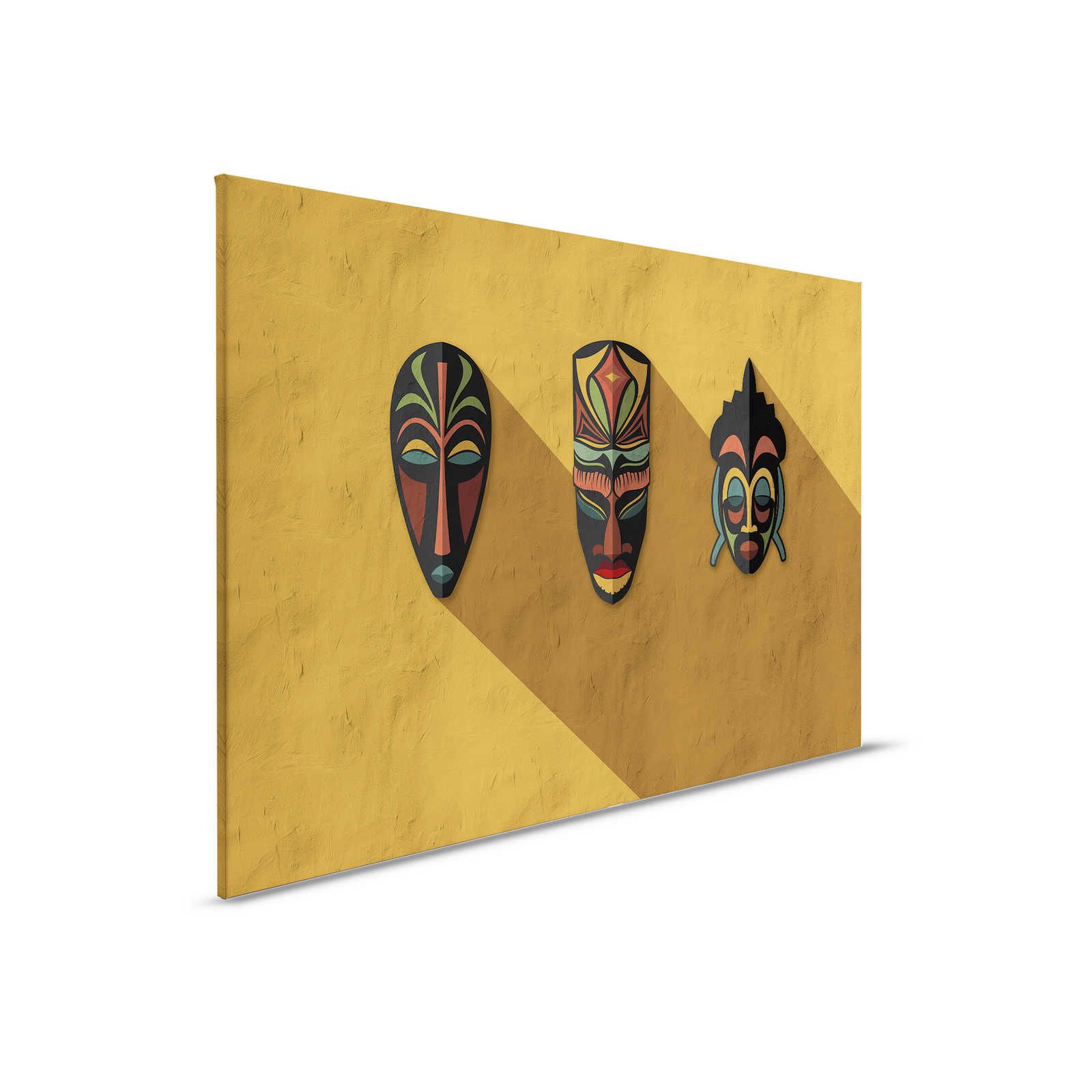         Zulu 1 - Leinwandbild Senfgelb, Afrika Masken Zulu Design – 0,90 m x 0,60 m
    