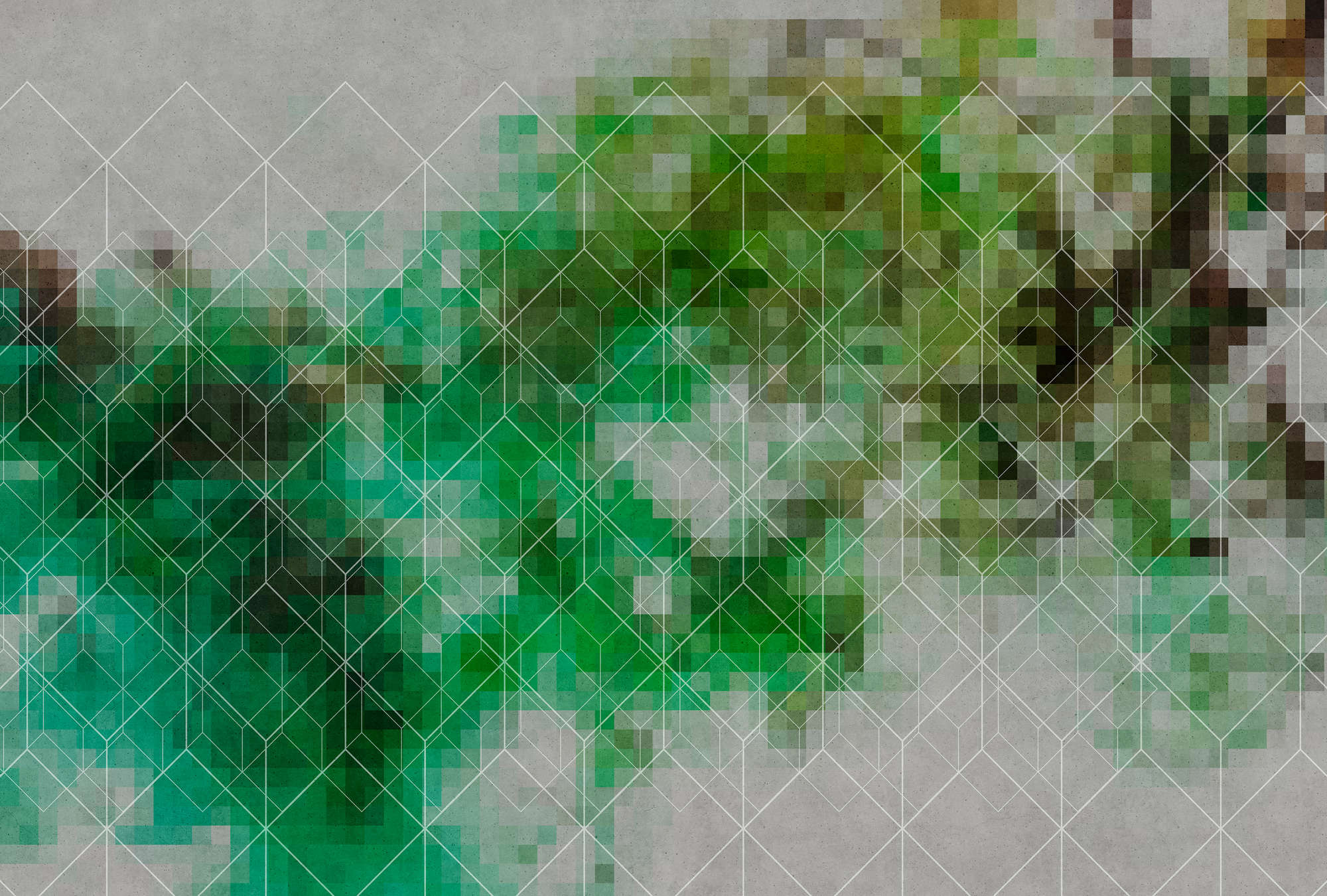             Fototapete Farbe-Wolken & Linienmuster – Grün, Grau
        