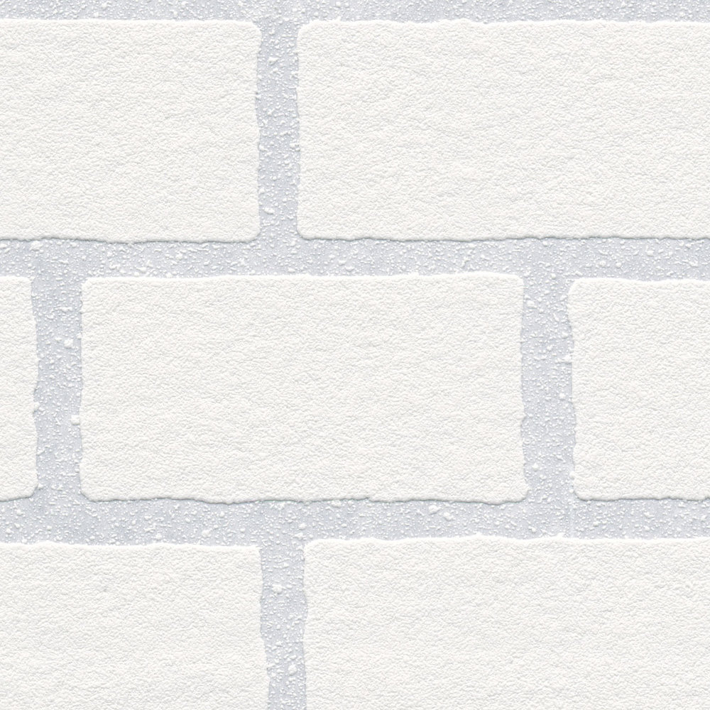             Mauerwerk-Tapete zum Überstreichen, mit 3D-Effekt – Überstreichbar, Weiß
        