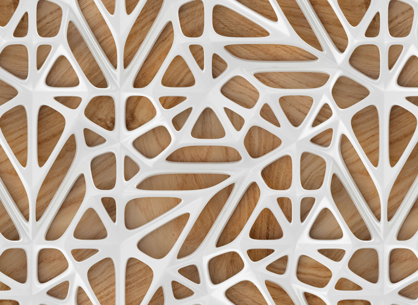            Holzoptik Fototapete modernes 3D Design – Weiß, Braun
        