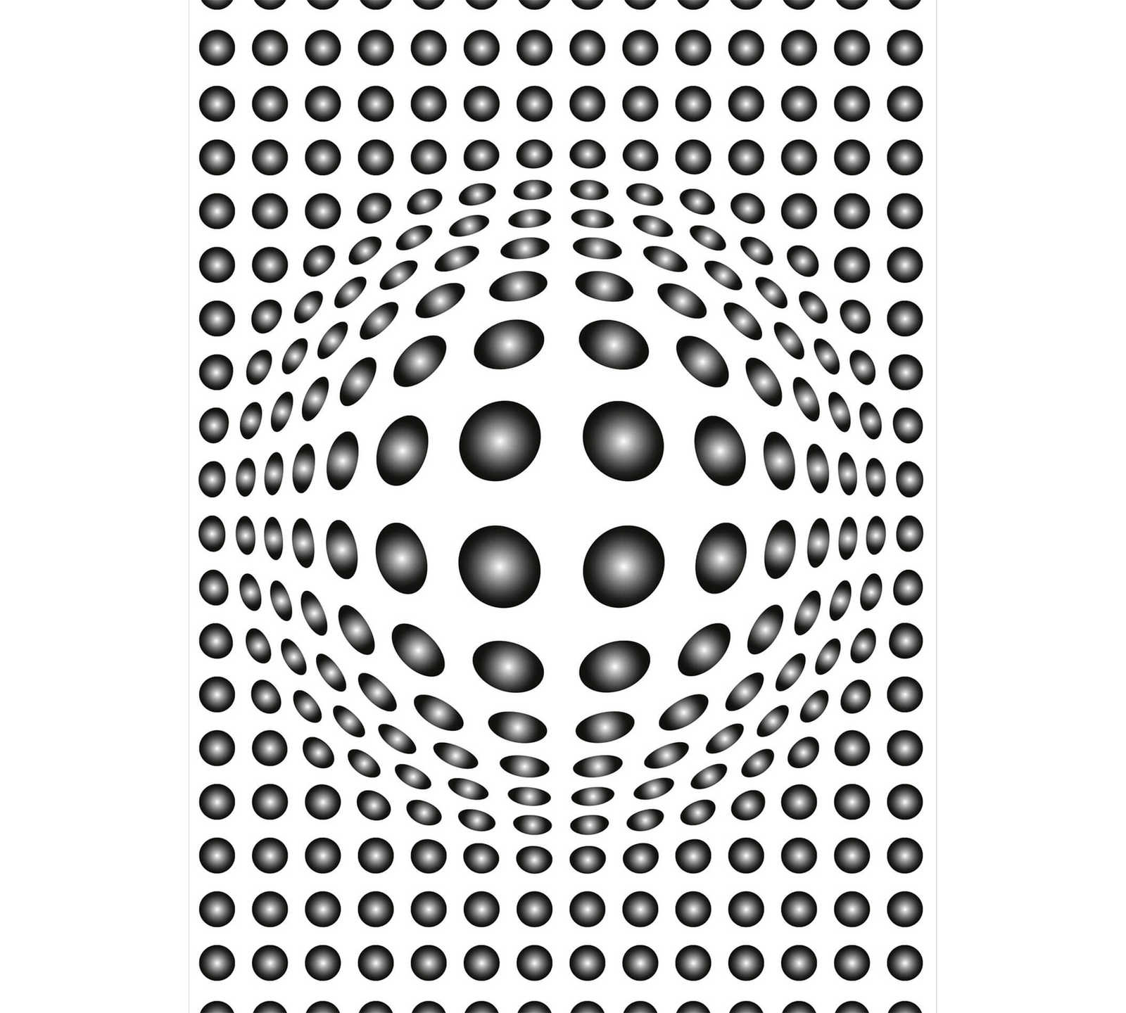 Schwarz-Weiß Fototapete mit 3D Punkt-Muster, Hochformat
