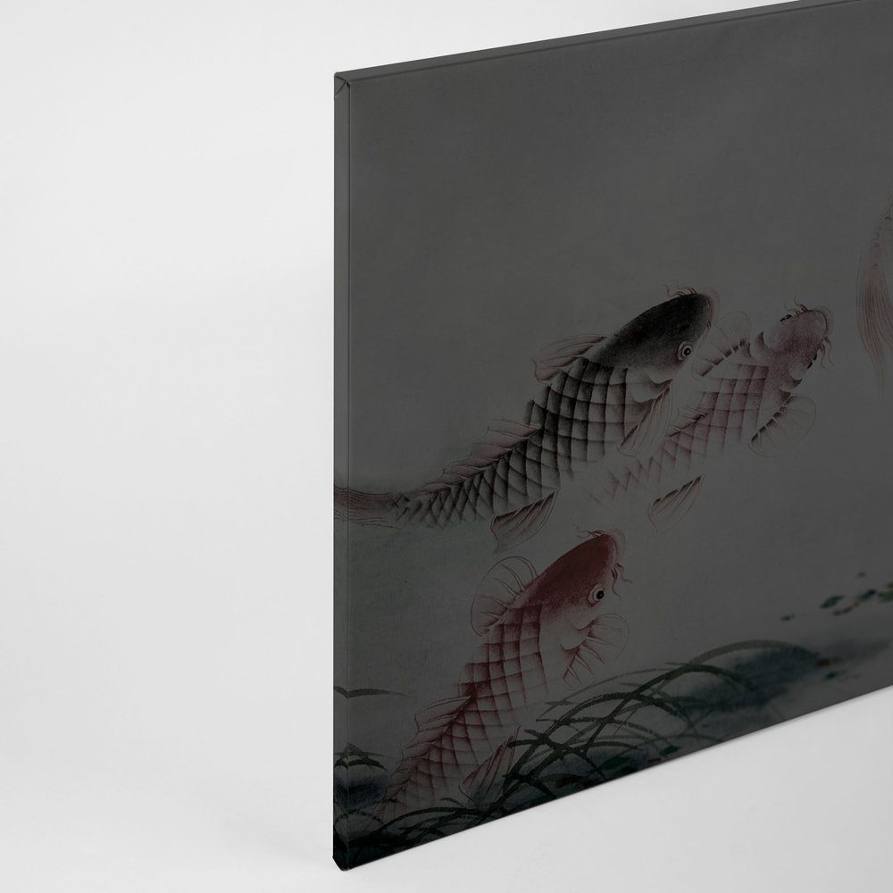             Leinwandbild Asia Style mit Koi-Teich | grau – 1,20 m x 0,80 m
        