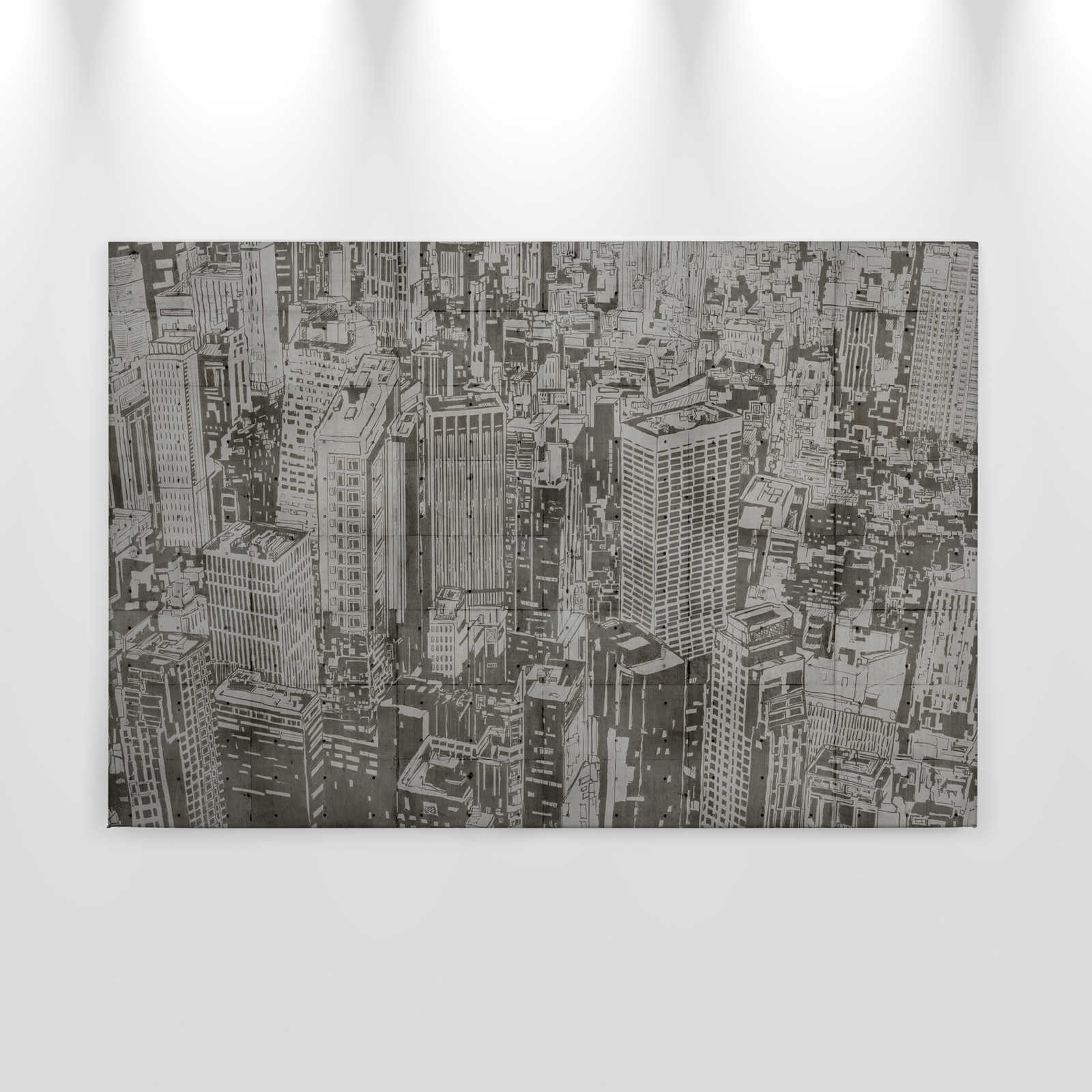             Downtown 2 - Leinwandbild in Beton Struktur im New York Look – 0,90 m x 0,60 m
        