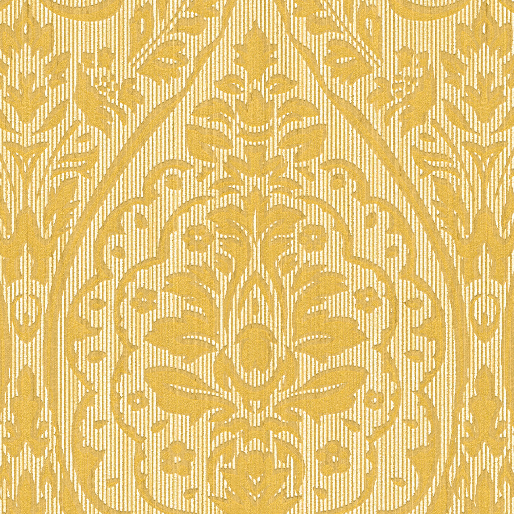             Vliestapete mit Struktur Design & Ornamentmuster – Gelb
        